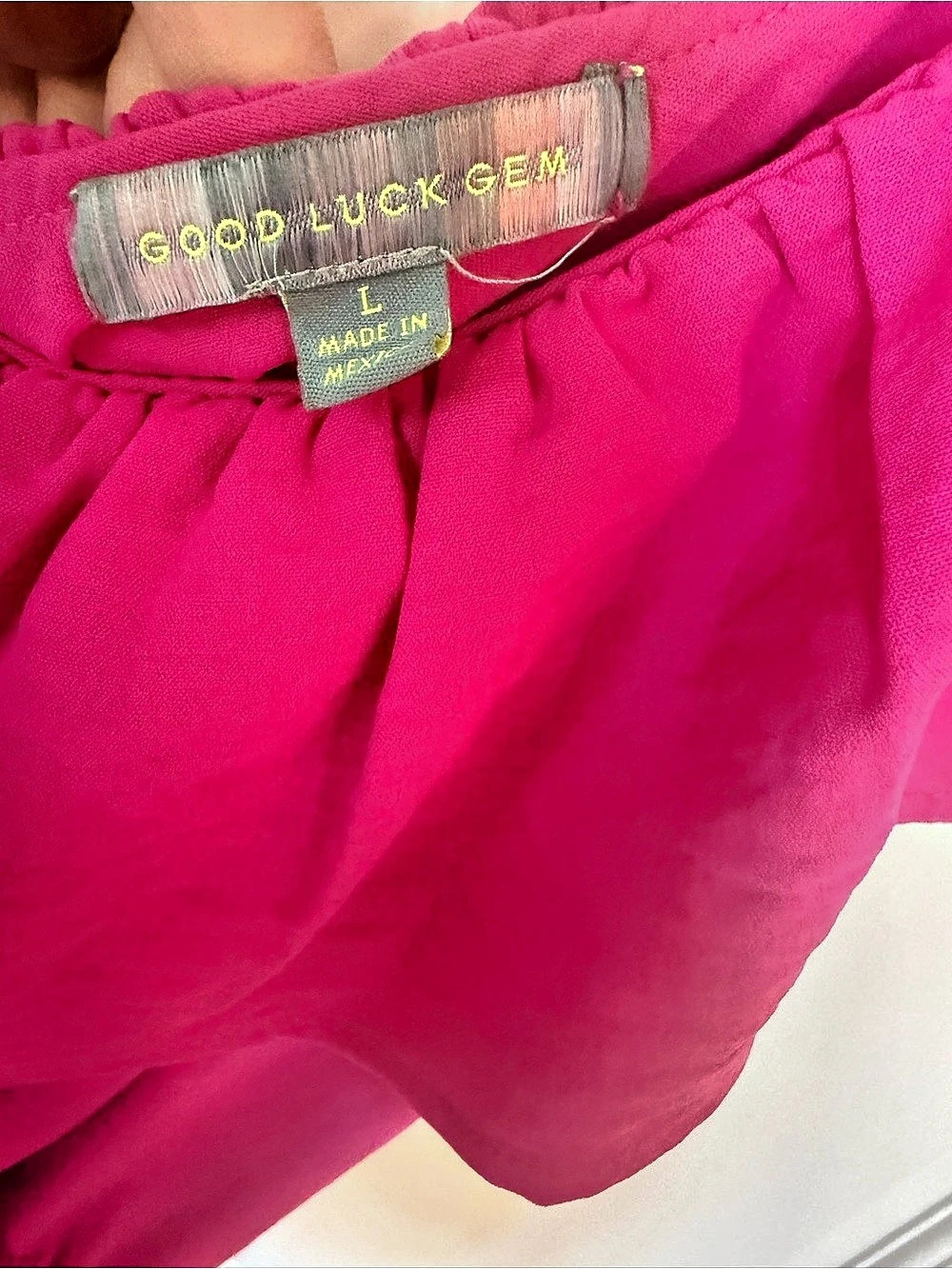 Good Luck Gem Pink Ruffle Mini Dress Size Large - Picture 3 of 3